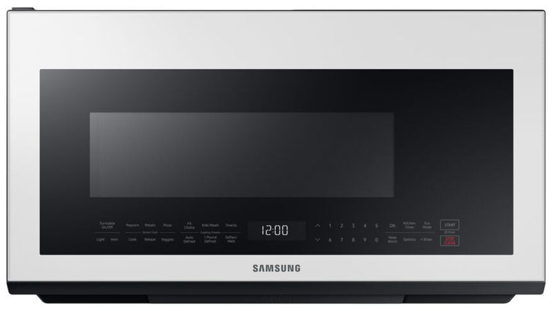 Samsung BESPOKE White Glass Over-the-Range Microwave (2.1 Cu. Ft.) - ME21B706B12/AC