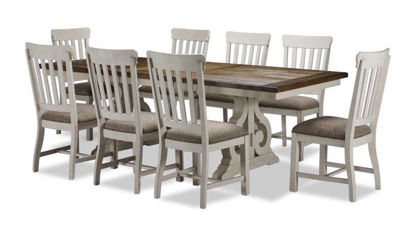 Jaffa 9-Piece Extension Dining Set - Rustic White