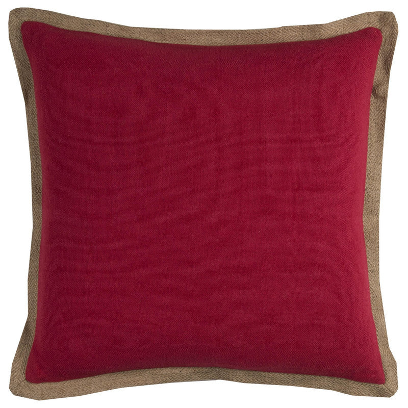 Punjai Natural Jute 22 X 22 Decorative Cushion - Red