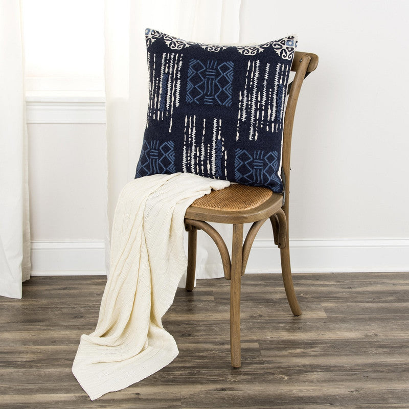 Ahanu VIII 20 X 20 Decorative Cushion - Blue/ Ivory