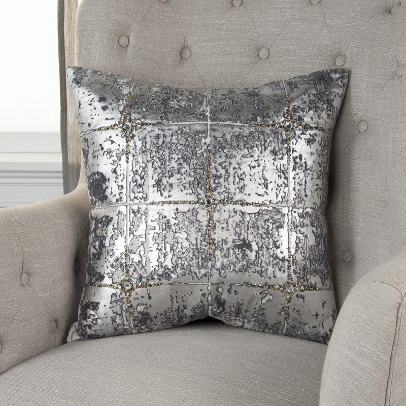 Bejeweled VII 20 X 20 Decorative Cushion - Silver