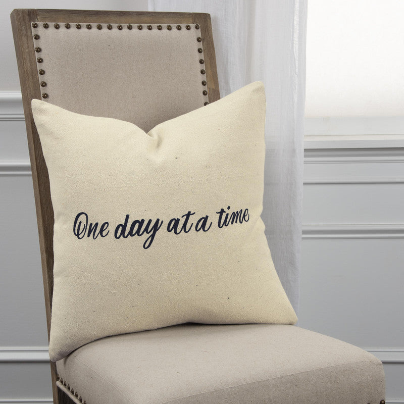 One Day At A Time 20 X 20 Decorative Cushion - Natural/ Black