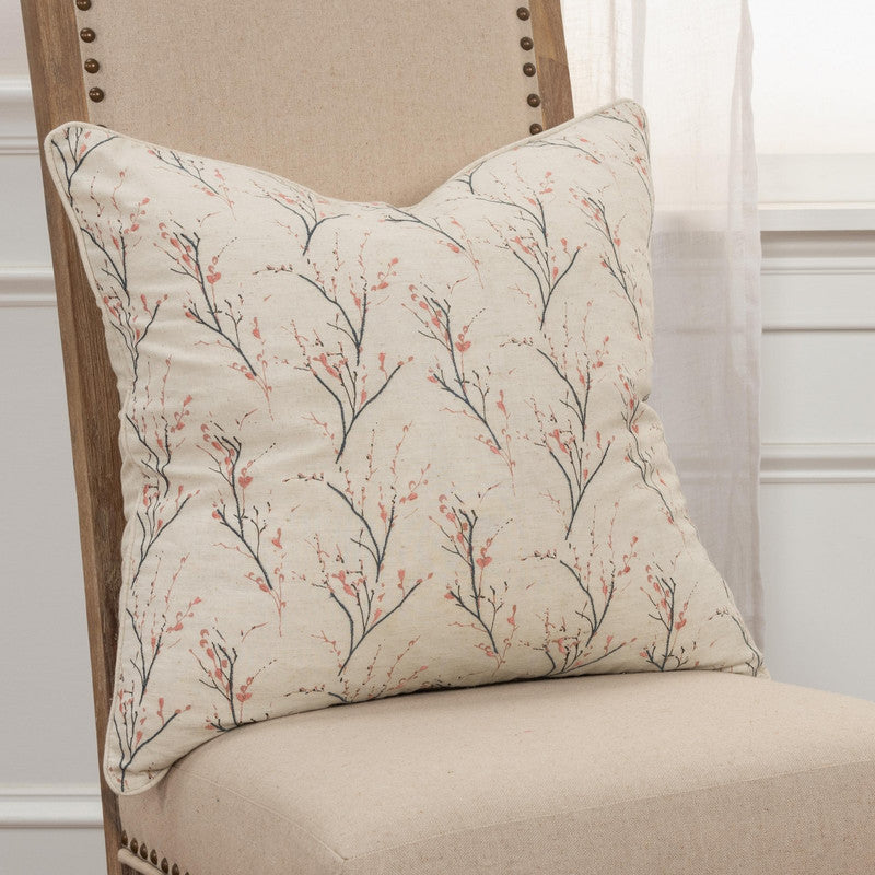 Purquazi Embroidered 20 X 20 Decorative Cushion - Blush