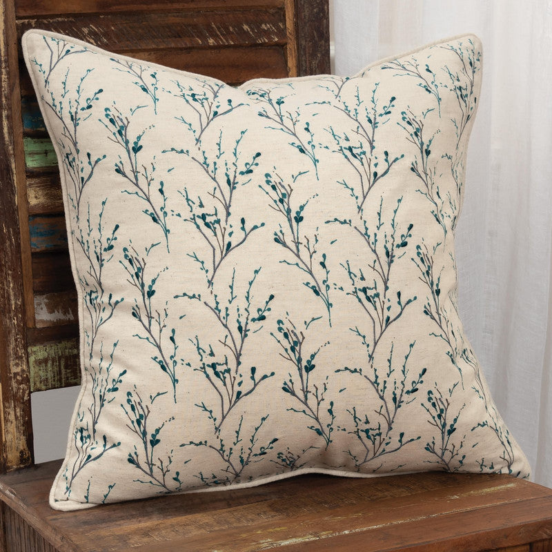 Purquazi Embroidered 20 X 20 Decorative Cushion - Teal