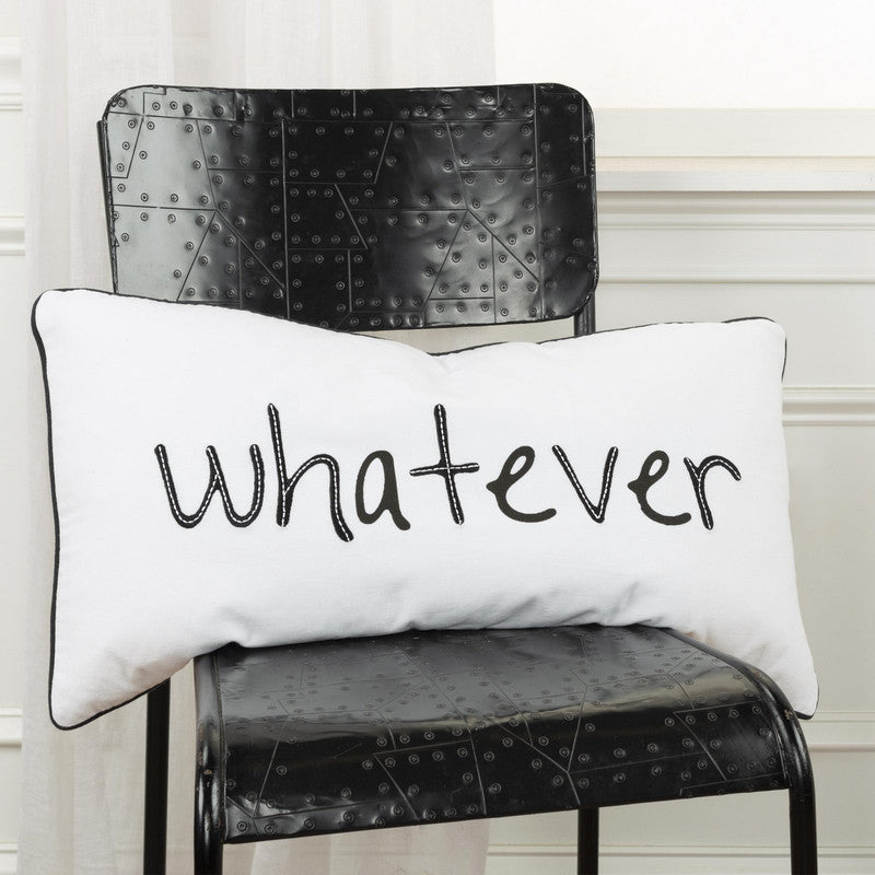 Wordie - II Whatever 14 X 26 Decorative Cushion - Black/ White