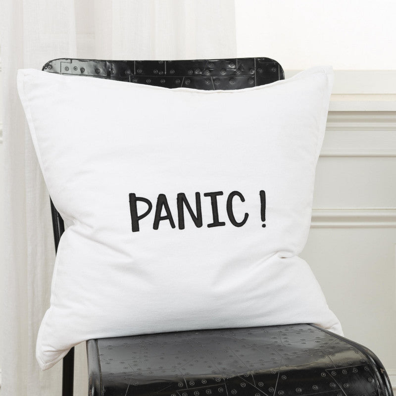 Wordie - XI Panic 20 X 20 Decorative Cushion - Black/ White
