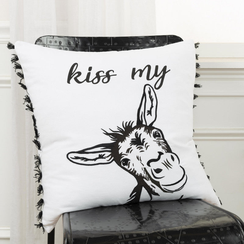 Wordie - XII Donkey Kisses 20 X 20 Decorative Cushion - Black/ White