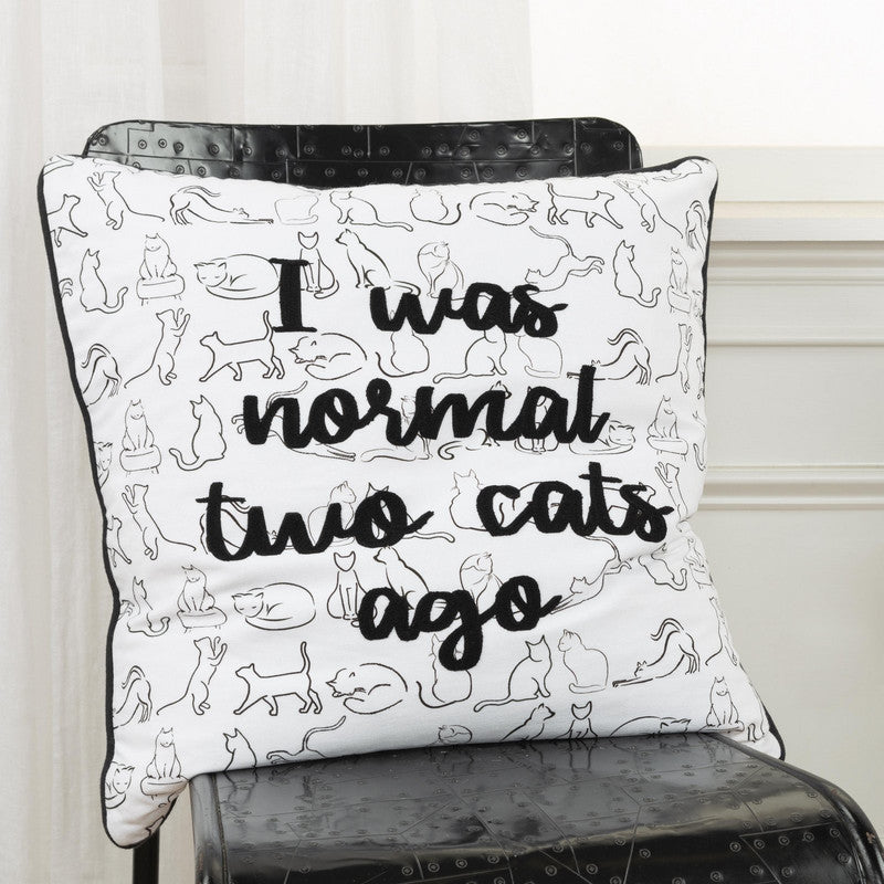 Wordie - XIII Two Cats 20 X 20 Decorative Cushion - Black/ White