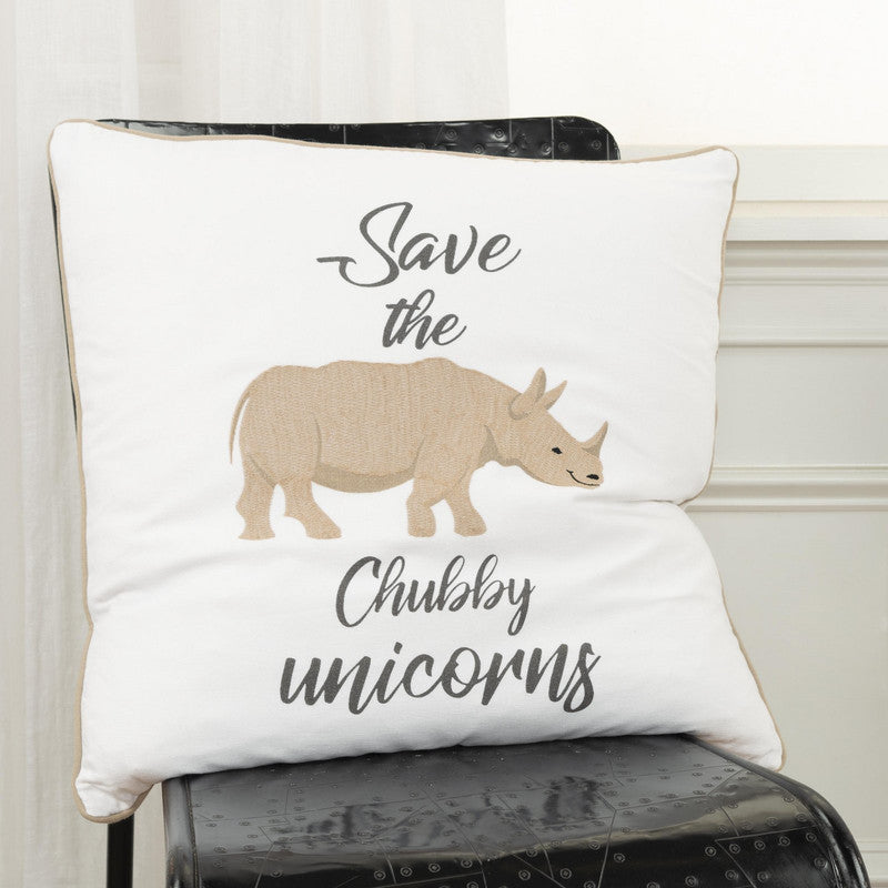 Wordie - XV Unicorn 20 X 20 Decorative Cushion - Black/ White/ Beige