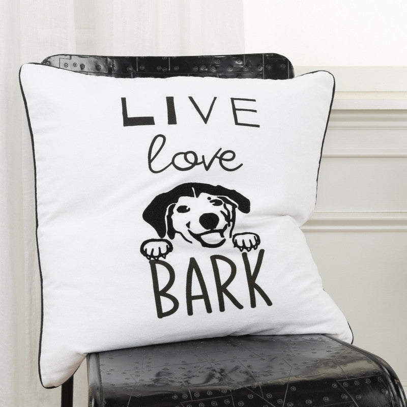 Wordie - XIX Bark 20 X 20 Decorative Cushion - Black/ White