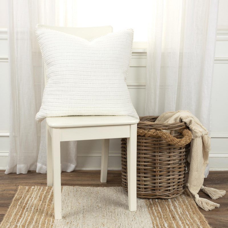 Stripey Solid 22 X 22 Decorative Cushion - White