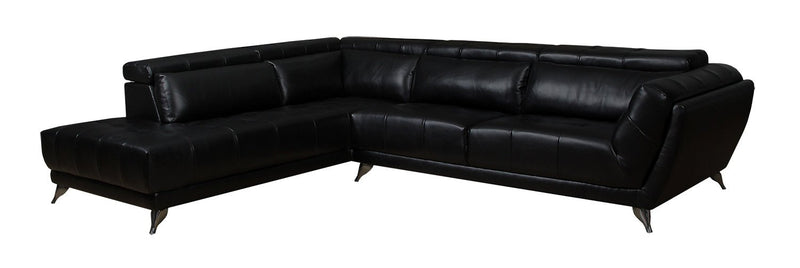 Mendieta 2-Piece Leather-Look Fabric Left-Facing Sectional - Black