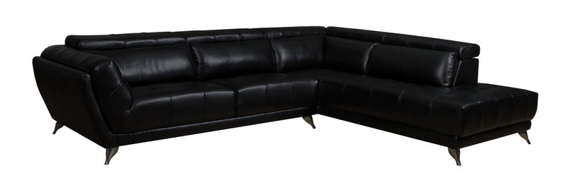 Mendieta 2-Piece Leather-Look Fabric Right-Facing Sectional - Black