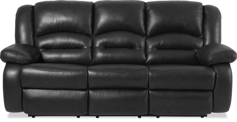 Sandford Genuine Leather Power Reclining Sofa - Black