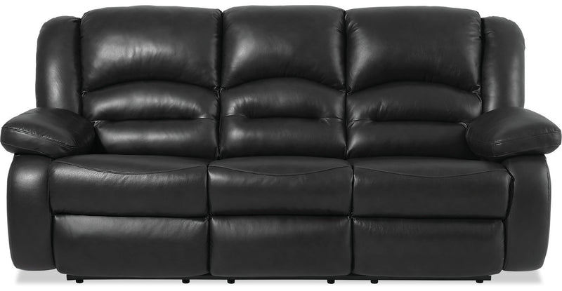 Sandford Genuine Leather Reclining Sofa - Black