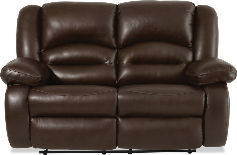 Sandford Genuine Leather Power Reclining Loveseat - Brown