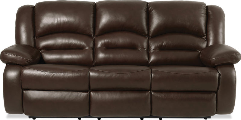 Sandford Genuine Leather Power Reclining Sofa - Brown
