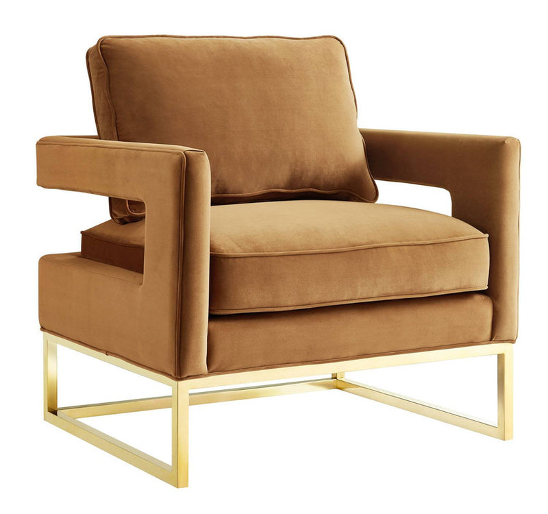 Ameshoff Velvet Accent Chair - Light Brown