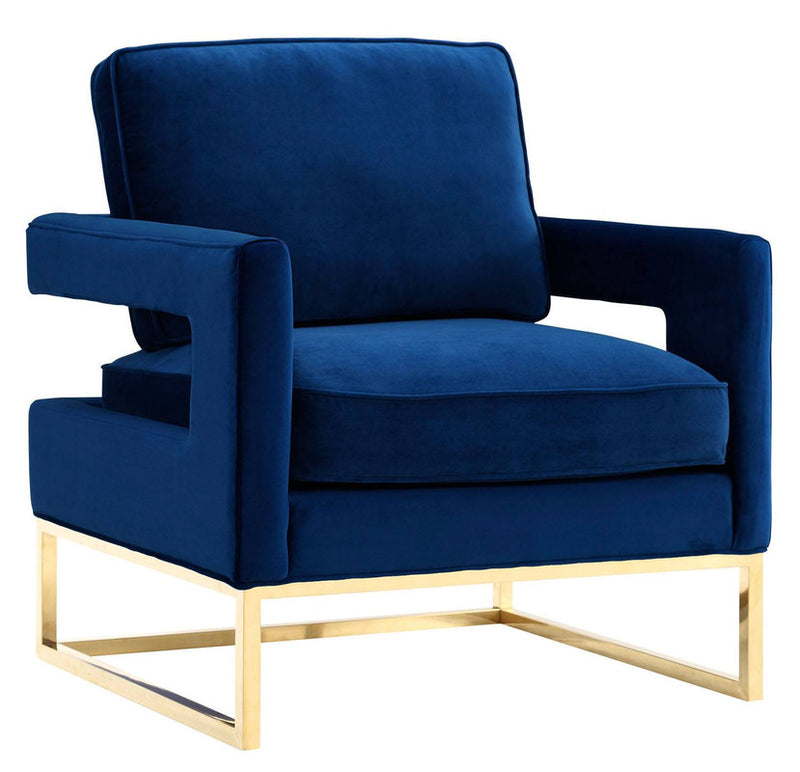 Ameshoff Velvet Accent Chair - Navy Blue