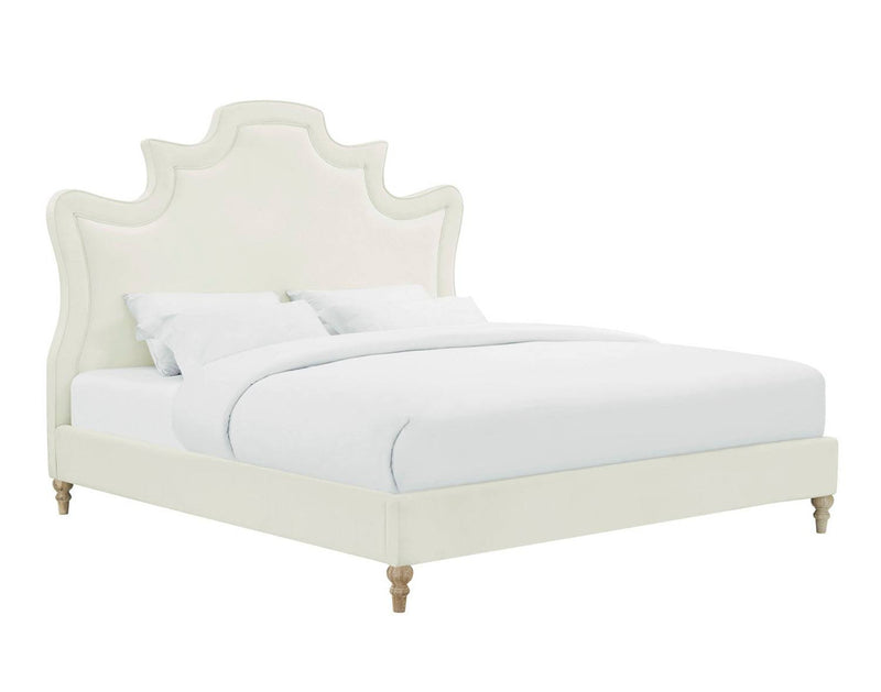 Sterre Platform Velvet King Bed - Cream