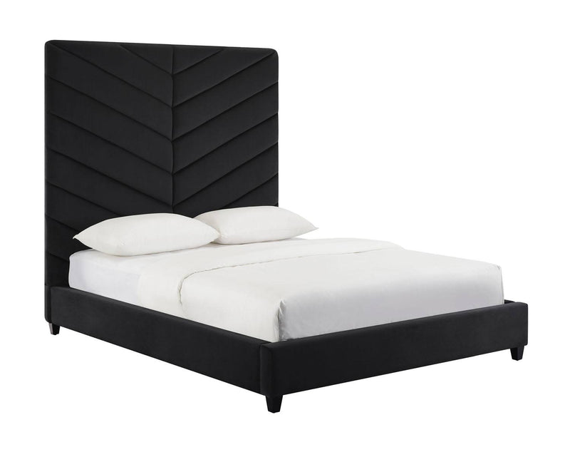 Edison Platform Velvet King Bed  - Black