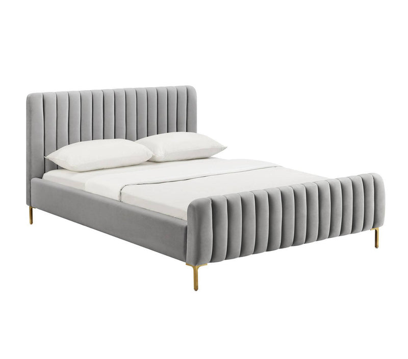 Smithdown Platform Velvet King Bed - Grey