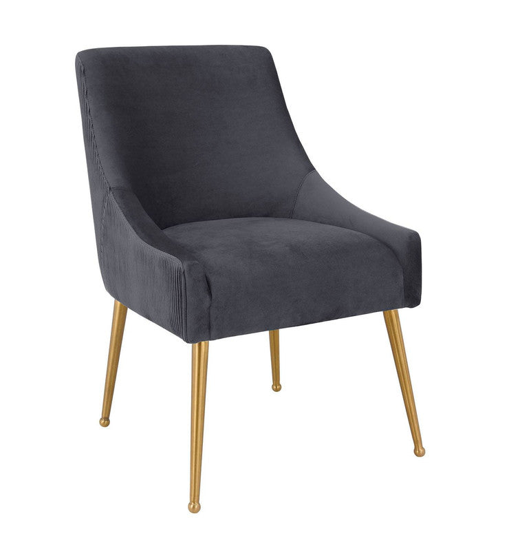 Aries Pleated Velvet Dining Chair - Grey