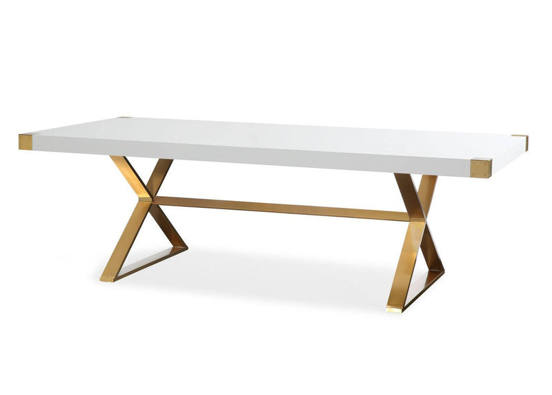 Zinna 95" Dining Table - White/Gold