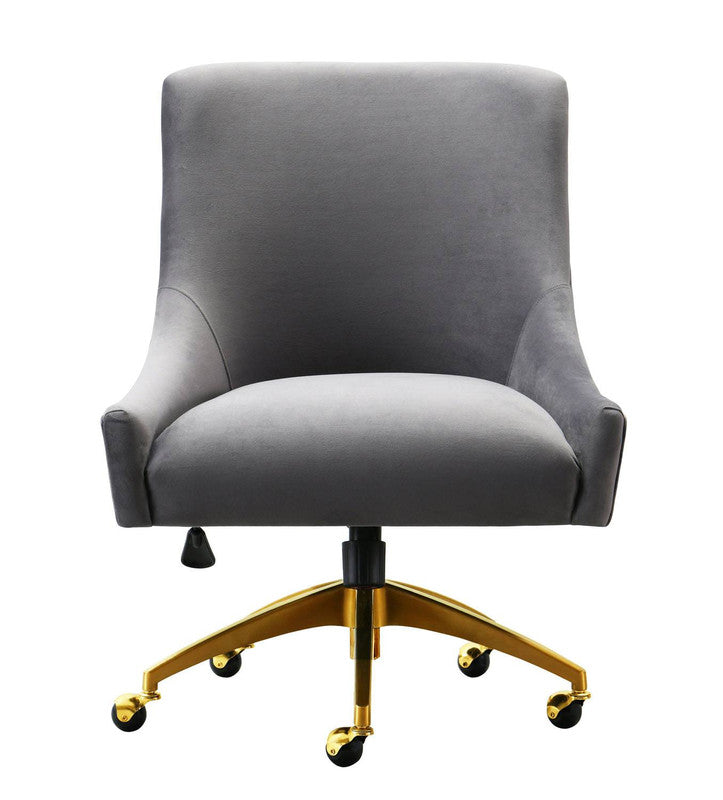 Aries Velvet Swivel Office Chair - Grey