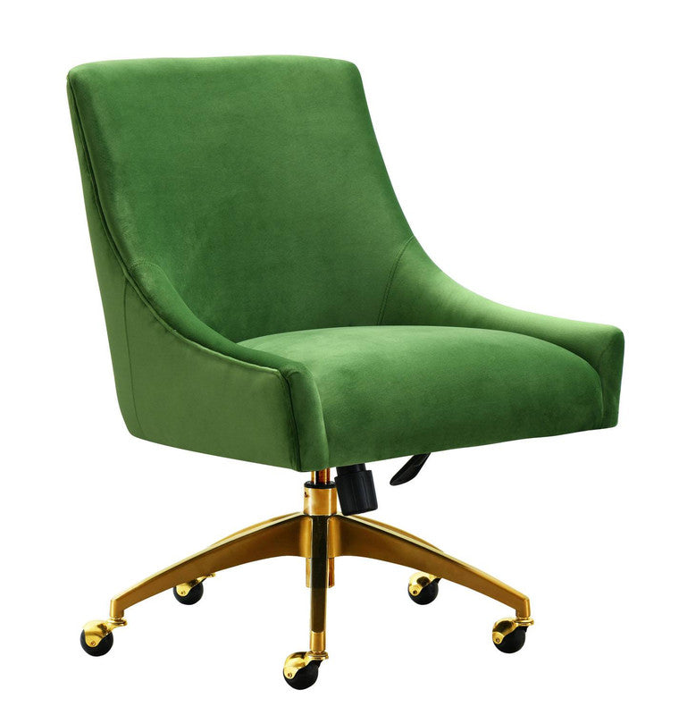 Aries Velvet Swivel Office Chair - Green