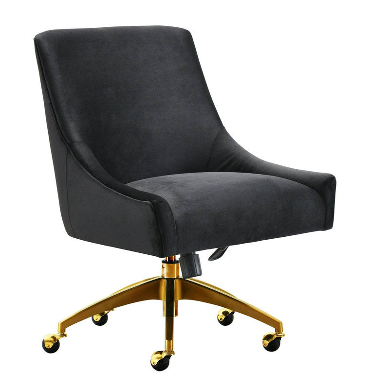 Aries Velvet Swivel Office Chair - Black
