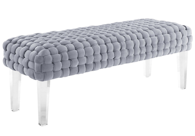 Nasrec Woven Velvet Bench - Grey