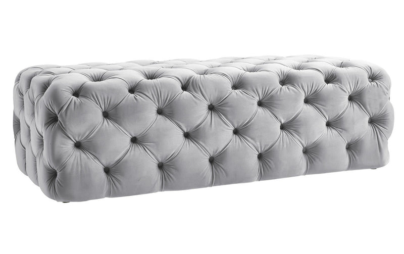 Epsom Velvet Ottoman - Grey