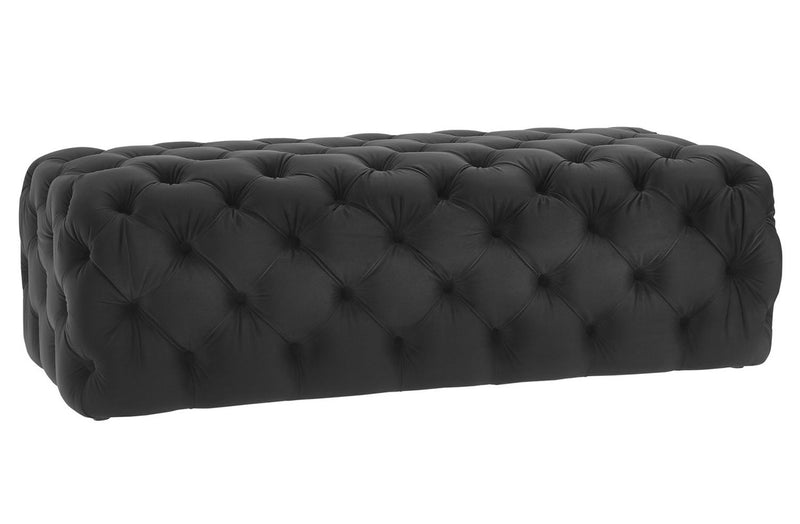 Epsom Velvet Ottoman - Black