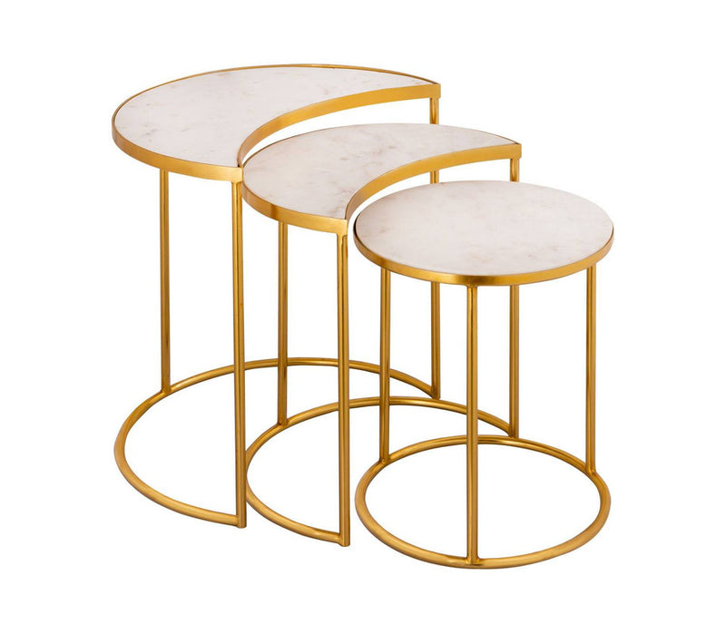 Bokkeveld 3-Piece Marble Accent Table - Gold