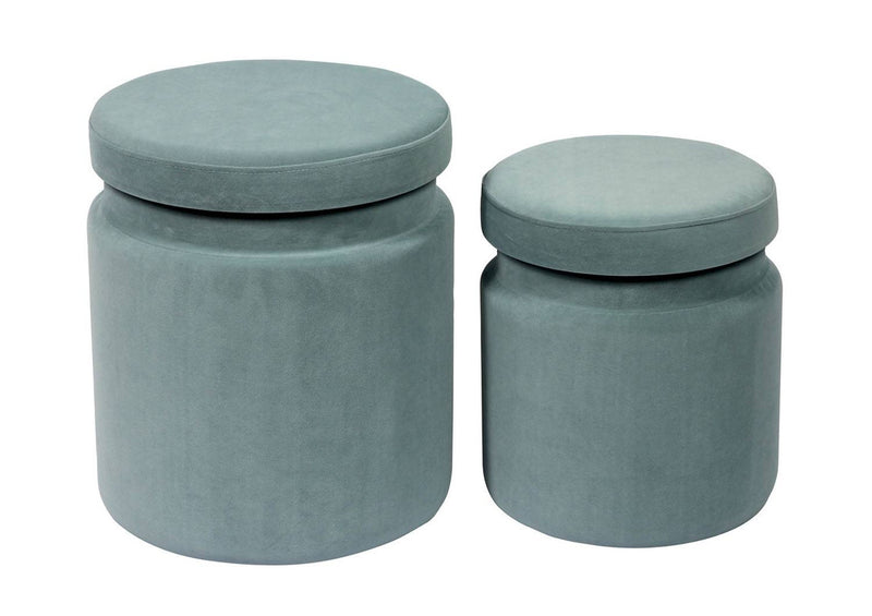 Galana Velvet Storage Ottoman - Sea Blue (Set of 2)