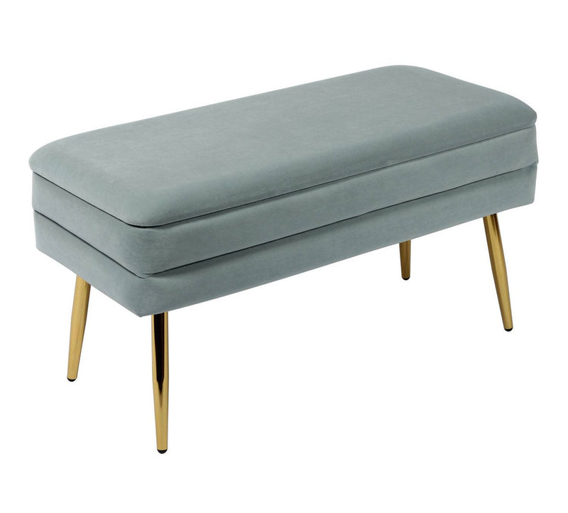 Zeo Velvet Storage Bench - Sea Blue