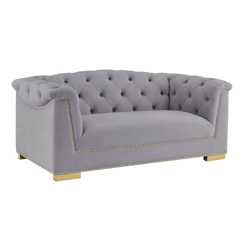 Corlett Velvet Loveseat - Grey