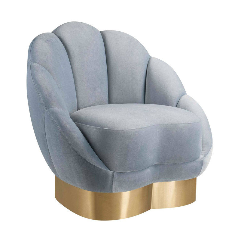 Flourish Velvet Accent Chair - Sea Blue