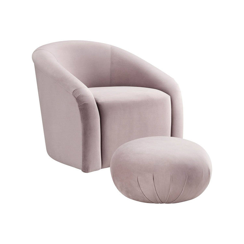 Zonda Velvet Chair/Ottoman Set - Pink