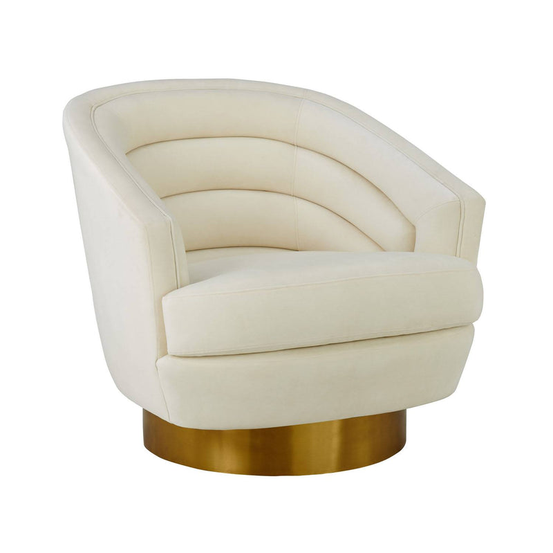Berea Velvet Swivel Accent Chair - Cream