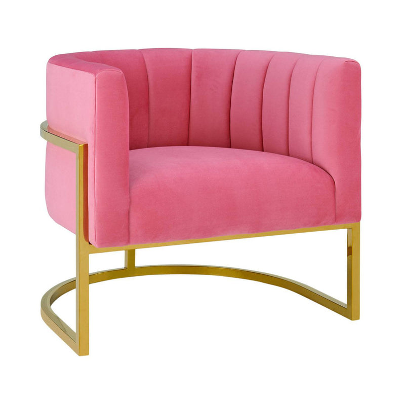 Indus Velvet Accent Chair - Rose Pink