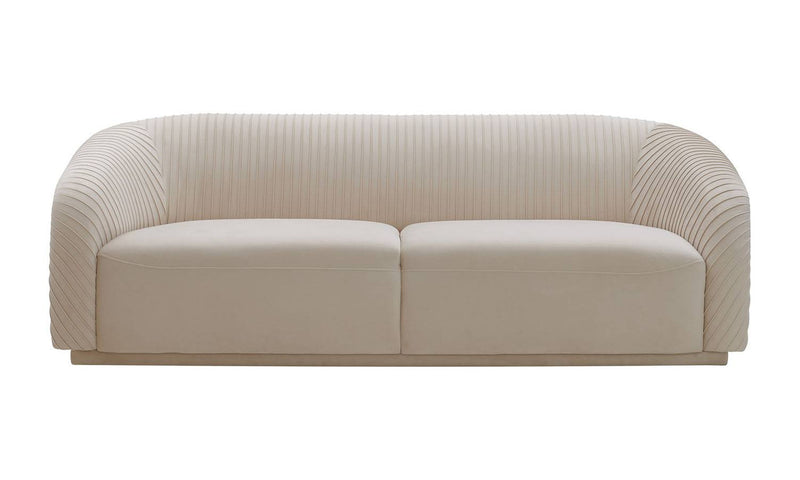 Vorset Pleated Velvet Sofa - Beige