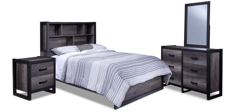 Terreno 6-Piece Full Bookcase Bedroom Set - Grey