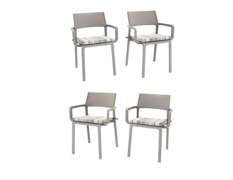 Nardi Trill II Outdoor Dining Arm Chair - Set of 4 - Tortora