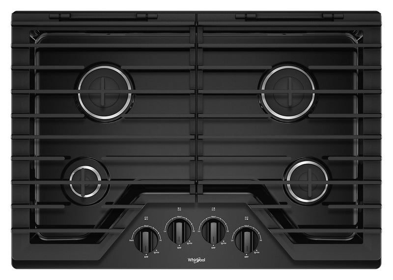 Whirlpool 30-Inch Gas Cooktop with EZ-2-Lift™ Hinged Cast-Iron Grates - WCG55US0HB