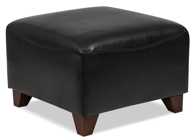 Nemo Bonded Leather Ottoman - Black