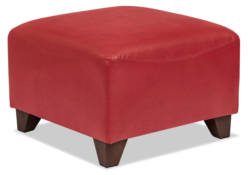 Nemo Bonded Leather Ottoman - Red