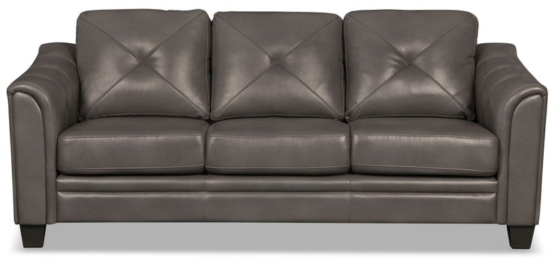 Henrick Leather-Look Fabric Sofa - Grey