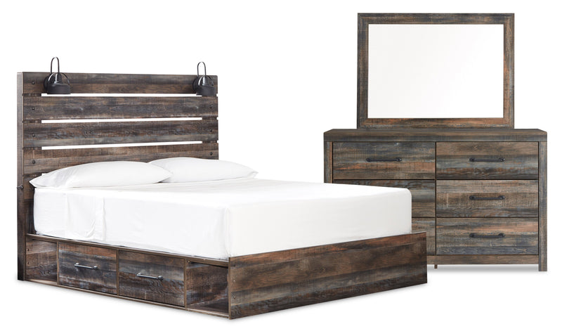 Naylon 5-Piece King Bedroom Set with Side Storage - Brown